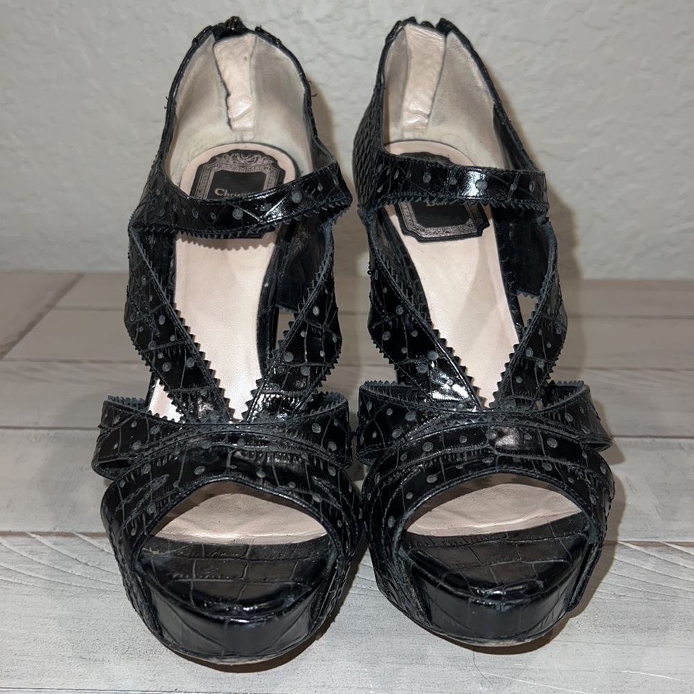Dior crocodile-embossed leather wedges - Picture 15 of 16